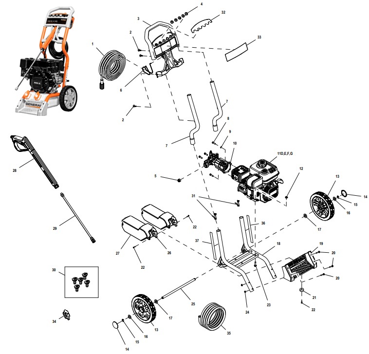 generac G0064700 Power Washer repair Parts